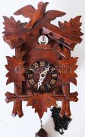 Kézzel faragott fa kakukkos óra súllyal, inga nélkül, tisztításra szorul / 
Hand carved wooden cucko...