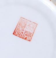 Kis, kínai jelenetekkel díszített porcelán tétel: 6db csészealj, 1db teáscsésze, 1db cukortartó (egy...