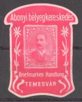 1913 Abonyi bélyegkereskedés, Temesvár levélzáró