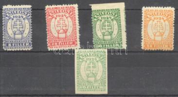 1924 5 db klf Magyar Lovas Egylet tagdíj bélyeg