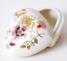 Zsolnay szívecskés ékszertartó, kézzel festett, jelzett, hibátlanok, d:6 cm, m:5 cm