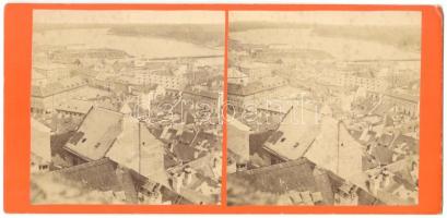 cca 1880 Pozsony sztereofotó / Pressburg stereo photo