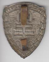 ~1940. "Isten - Haza - Király" hajlított fém Levente lemez jelvény (43x35mm) T:2 (egyik rö...