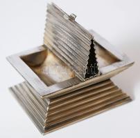 Art deco alpakka fogpiszkálótartó / 
Art deco nickel silver toothpick box, 9x7x4cm