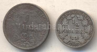 Német Birodalom 1876C 1M Ag + 1905A 1/2M Ag T:3
German Empire 1876C 1 Marka Ag + 1905A 1/2 Mark Ag C...