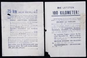 1945 2 db szovjetek által ledobott, német katonákat demoralizáló szórólap a II. világháborúból /  1945 2 flyers for demoralising the German soldiers