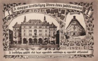 The 50th anniversary of the Hungarian postage stamp, the house of the stamp collector association and the main post office in Budapest So. Stpl (EK)