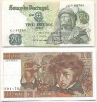 Vegyes: Franciaország 1978. 10Fr + Portugália 1971. 20Esc T:I Mixed: France 1978. 10 Francs + Portugal 1971. 20 Escudos C:UNC