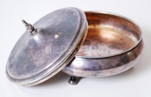 Ezüstözött alpakka bonbonier, jó állapotban, d:13 cm, m:8 cm/ Silver plated candy dish