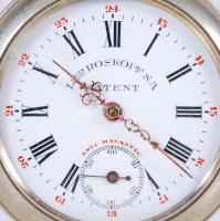 cca 1920 Louis Roskopf zsebóra hibátlan állapotban, bőr tokkal / Roskopf pocket watch