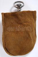 cca 1920 Louis Roskopf zsebóra hibátlan állapotban, bőr tokkal / Roskopf pocket watch