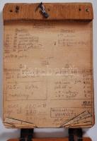 1945 Bányász emelt fejadagra jogosító kenyérjegyekből házilag készített notesz. Fa borítással