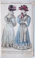 Costumes Parisiens. Paris 1826. 66 db kézzel színezett rézmetszet a párizsi divatról. Modern műbőr k...