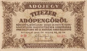 1946. 10.000AP - 1.000.000AP (15x) variációkkal T:vegyes