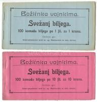 1915 Katonák Karácsonyára segélybélyeg 100 db-ot tartalmazó teljes füzetek 5 db 1,2,10f magyar és 1f...
