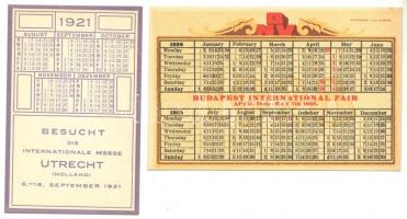 2 db háború előtti kártyanaptár  + székely zsebnaptár