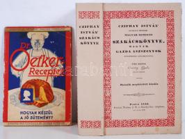 2db szakácskönyv: Czifray István szakács mester' magyar nemzeti szakácskönyve, Pesten, 1840, reprint (Bp., 1985, Állami Könyvterjesztő Vállalat); Dr. Oetker-receptek: Hogyan készül a jó sütemény?