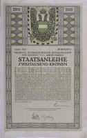 Ausztria/Bécs 1917. Háborús Hadikölcsönkötvény 2000K-ról szelvényekkel (szakadt a papír a széleken) Austria/Vienna 1917. War Loan about 2000 Corona with coupons (tear)