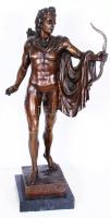 Apolló. Bronz, márvány talapzaton /  Apollo. Bronze, on marble stand, 64cm