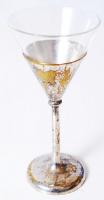 6 darabos ezüstözött art-deco likőrös pohár készlet tálcával