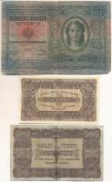1913. 100K piros "Magyarország" bélyegzővel T:III + 1923. 100K nyomdahely nélkül T:I + 500...