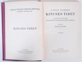 Magyar Földrajzi Társaság könyvtára: Tucii-Gersi: Kincses Tibet 62 képpel, kiadói, aranyozott egészv...