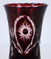 Rubinvörös kis váza, több rétegű, csiszolt, hibátlan, m:15 cm/ Glass vase, flawless condition