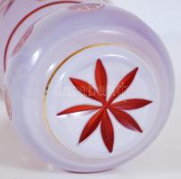 Több rétegű üveg pohár, kézzel festett, metszett, csiszolt, hibátlan, m:15 cm, d:9 cm / Hand-painted...