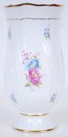 Hollóházi virágos váza, matricás, hibátlan, jelzett, m:21 cm