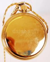Ruhla kvarc zsebóra, nem működik, sárgaréz lánccal/ Ruhla quartz pocket watch