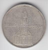 Német 3. Birodalom 1934J 5M Ag "Garnisonkirche" T:2-,3 German Third Reich 1934J 5 Marks Ag "Garnisonkirche" C:VF,F