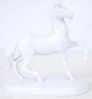 Herendi fehér mázas ló, jelzett, alján két apró mázhiba, h:19 cm, m:18 cm / Herend porcelain horse with small damage