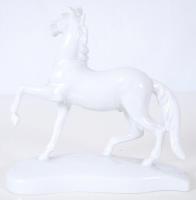 Herendi fehér mázas ló, jelzett, alján két apró mázhiba, h:19 cm, m:18 cm / Herend porcelain horse w...