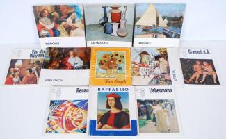 A Művészet Kiskönyvtára, 7 kötet, valamint 3 kötet a Maler und Werk sorozatból: id. Cranach, Liebermann, Van Gogh, Raffaello etc.