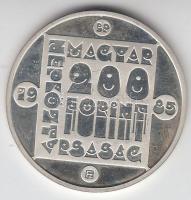 1985. 200Ft Ag "Természetvédelem II. - Mocsári teknős" T:PP Csak 2000db!