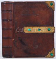 cca 1860 Fotóalbum a magyar arisztokrácia képviselőiről képaláírásokkal, többek között a Széchenyi, Eötvös, Esterházy, Teleki család tagjaival, neves bécsi és pesti fényképészek műhelyéből (Mayer György, Borsos és Doctor, stb.). 84db fotó korabeli, kövekkel és rézveretekkel díszített bőrkötéses berakóban