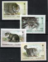 WWF: Steppe cats set + 4 FDC (small gum disturbance), WWF: Pusztai macska sor + 4 FDC (pici gumi hibák)