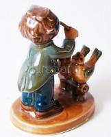 Lippelsdorf, karmester fiú és az éneklő madár pár, kézzel festett, jelzett, hibátlan, m:10 cm, h:9 c...