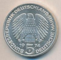 NSZK 1974. 5M Ag "25 éves az Alkotmány" T:PP GFR 1974. 5 Mark Ag "Constitutional Law" C:PP