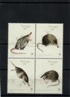 WWF: Pireneusi pézsmacickány négyestömb + 4 FDC, WWF: Pyrenean musk shrew block of 4 + 4 FDCs