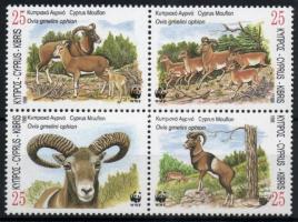 WWF: Cypriot mouflon block of 4 + 4 FDC, WWF: Ciprusi muflon négyestömb + 4 FDC