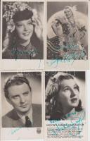 10 db régi, dedikált magyar színészlap, köztük egy modern, dedikált fotó Huszti Péterről