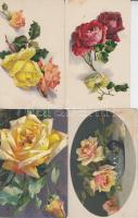 13 db régi, virág motívumos üdvözlőlap, benne több litho lap