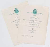 1941 A lillafüredi Palota-szálló 2db menükártyája