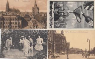 9 db régi, német városképes lap, benne egy "nürnbergi tölcsér" humoros lap / 9 German postcards, between them a "Nuremberg Funnel" humorous postcard