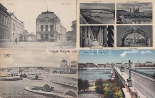 Szeged 13 db régi képeslap, benne egy szegedi emlékfüzet Jákfalvi Tibor rajzaival