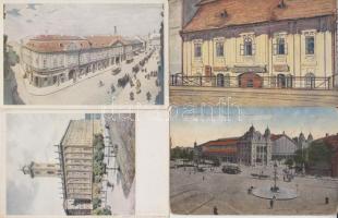 Budapest 21 db régi képeslap, benne a Műemlékek Országos Bizottsága sorozatának néhány lapja