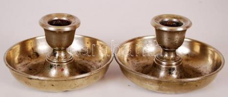 cca 1940 Hordozható, összeszerelhető alpakka gyertyatartó pár / 
A pair of travel candle sticks