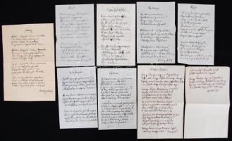 Korányi Miklós (1896-1975): 8 db versének aláírt kézirata