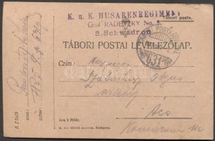 Military and field post, Postcard "K.u.K. Husarenregiment" "TP 631", Katonai és tábori posta; Levelezőlap "K.u.K. Husarenregiment" "TP 631"